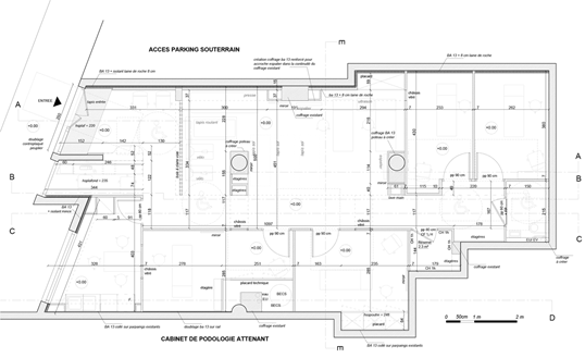 Plan d'aménagement du cabinet de kinésithérapie – rez-de-chaussée, Marseille (13)