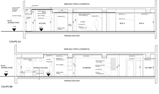 Plan de détail ou coupe – cabinet de kinésithérapie 120 m², Marseille