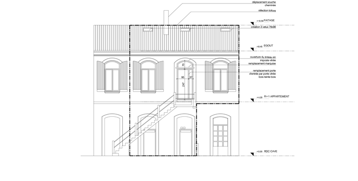 Façade du projet - Restructuration d'un appartement – Lodève (34)-RBB architectes