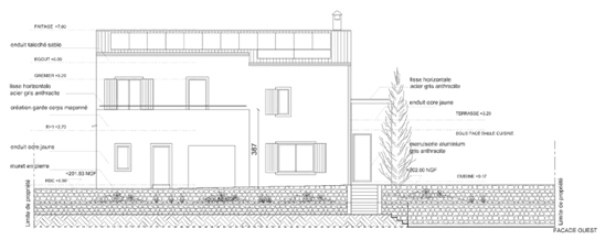 Façade – permis de construire extension maison, Meyreuil (Bouches-du-Rhône)