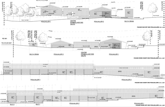 Façades poulaillers – permis de construire Esparron-de-Pallières (83)