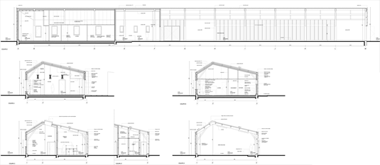 Coupes – bâtiment agricole pédagogique en ossature bois, Septèmes-les-Vallons (13)