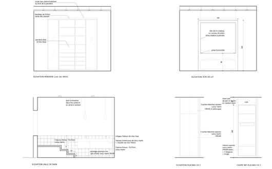 Plans de détails mobilier -Réhabilitation d'un appartement à Vitrolles (83)