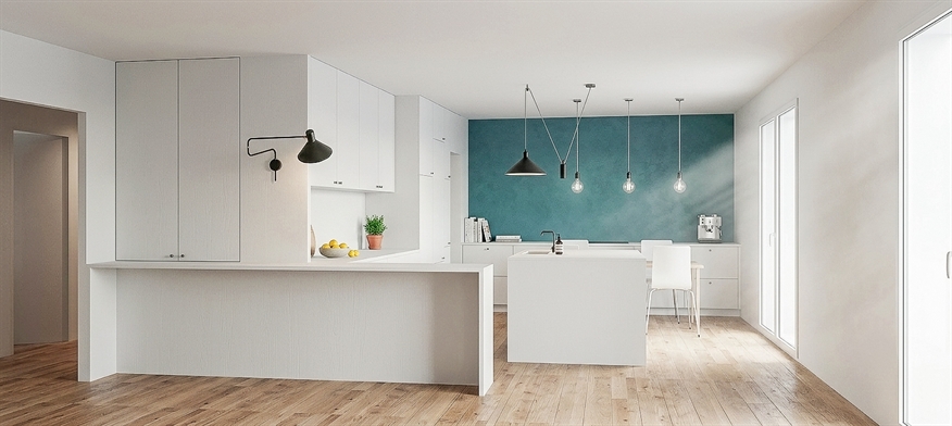 Réhabilitation d'un appartement T4 de 145 m² à Vitrolles – vue de l'espace de vie